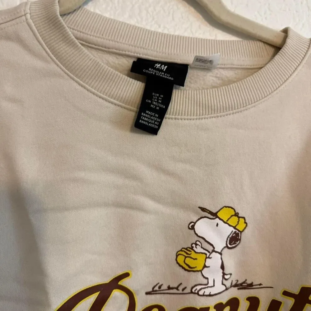 Peanuts Men's Cream Sweatshirt H&M - Picture 4 of 8